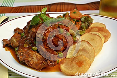 Traditional Maltese rabbit stew. Stock Photo