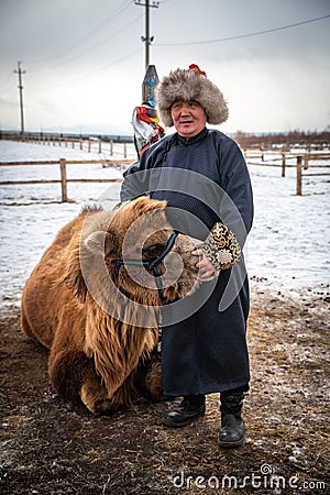 traditional man of Buryats people in Siberia Editorial Stock Photo