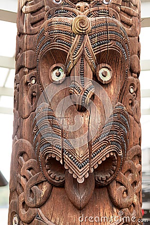 Traditional Maori face carving Editorial Stock Photo