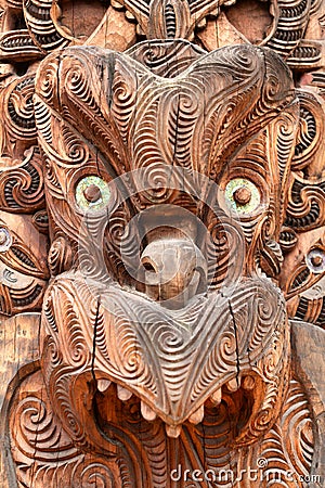 Traditional Maori face carving Editorial Stock Photo