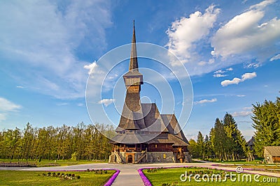 Traditional Maramures wooden church in Sapanta-Peri monastery, Romania Stock Photo