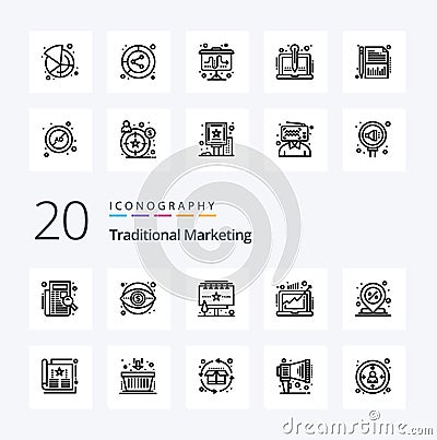 20 Traditional Marketing Line icon Pack like market demand money business advertising Vector Illustration