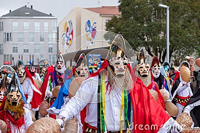 Traditional mask of Xinzo de Limia Carnival. A Pantalla. Spain. Editorial Stock Photo