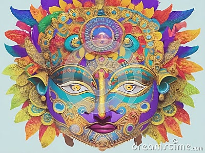 Traditional masks of Sri Lanka designed using Ai Stock Photo