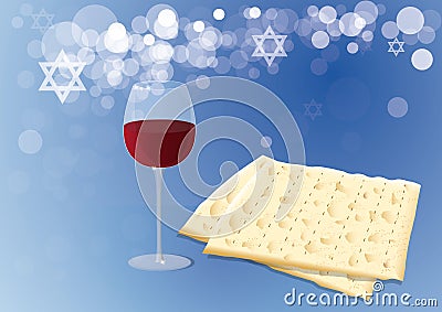 Traditional Matzoh and Wine Vector Illustration