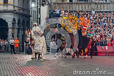 Traditional medieval pageant in Brussels Editorial Stock Photo