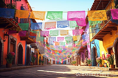 Traditional Mexican papel picado banners Stock Photo
