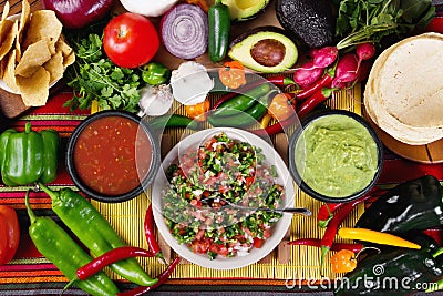 Traditional mexican salsas Stock Photo