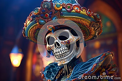 Traditional Mexican Skeleton Puppet Display Stock Photo