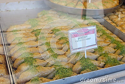 Traditional middle eastern dessert Sobiyet with pistachio nuts Stock Photo