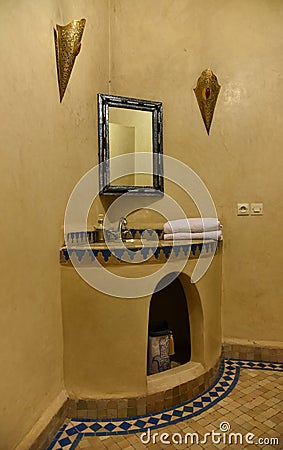 Traditional Moroccan bathroom Stock Photo