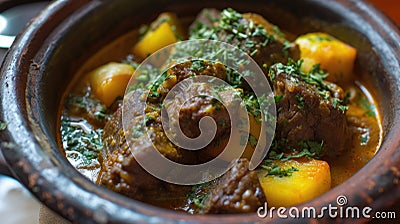 Traditional Moroccan tagine with beef and vegetables Stock Photo