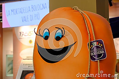 Traditional Mortadella Bologna sausage factory mascot character Editorial Stock Photo