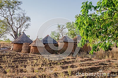 Traditional mud an clay housing of the Tata Somba tribe of nothern Benin and Togo, Africa Stock Photo