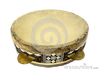 Traditional musical instument egyptian tambourine made of camel Stock Photo