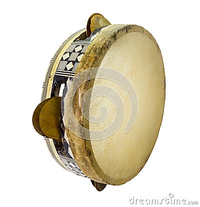 Traditional musical instument egyptian tambourine made of camel Stock Photo