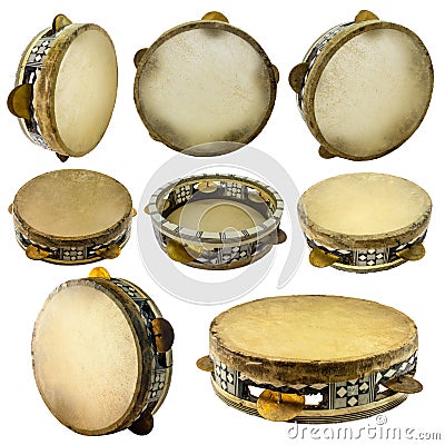 Traditional musical instument egyptian tambourine made of camel Stock Photo