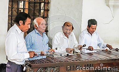 View of Traditional musicians, Antigua City, Guatemala, Central America Editorial Stock Photo