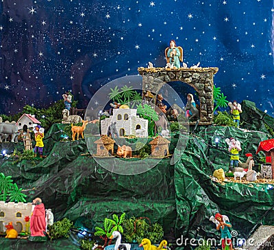 Traditional nativity scene of the birth of the child jesus Stock Photo