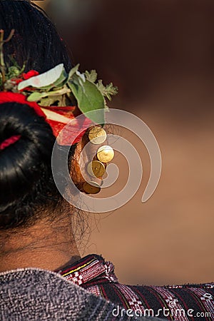Traditional Newari piercing Stock Photo