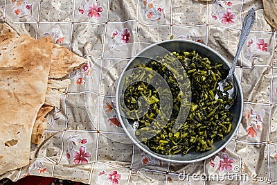 Traditional nomads dish in Zagros mountains. Stock Photo