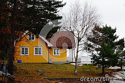 Traditional Norwegian cottage Stock Photo