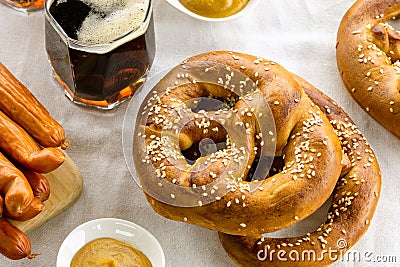 Traditional october fest food. German pretzels Stock Photo