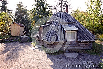 Traditional old house at Skansen, the first open-air museum and zoo, located on the island Djurgarden in Stockholm, Sweden. Editorial Stock Photo