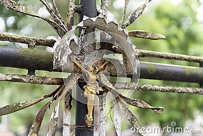 Traditional old polish cemetery, eastern europe cemetery Editorial Stock Photo