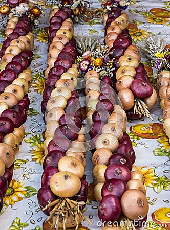 Traditional onion plats on german fair market 2 Stock Photo