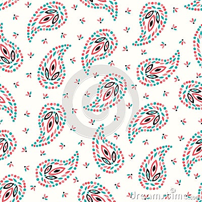 Traditional Oriental Colorful Paisley Foulard Vector Seamless Pattern. Whimsical Classic Indian Background. Vector Illustration