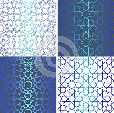 Traditional oriental geometrical seamless patterns Vector Illustration