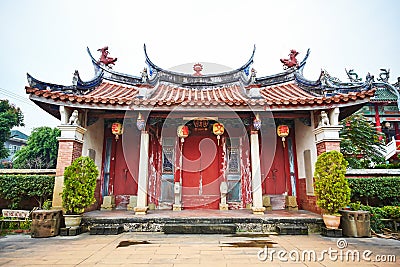 Traditional oriental temple with beautiful decoration in Taiwan Editorial Stock Photo