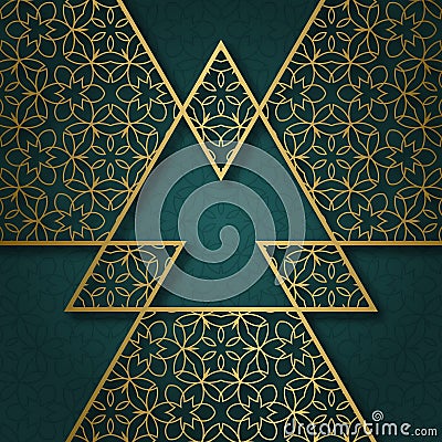 Traditional ornamental background with triangular frame Vector Illustration