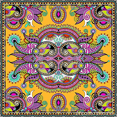 Traditional ornamental floral paisley bandanna Vector Illustration