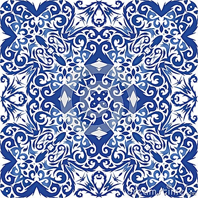 Traditional ornate portuguese azulejo Stock Photo