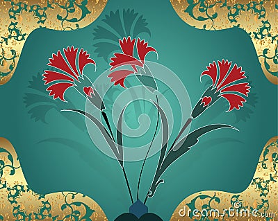 Traditional ottoman turkish tile illustration Vector Illustration