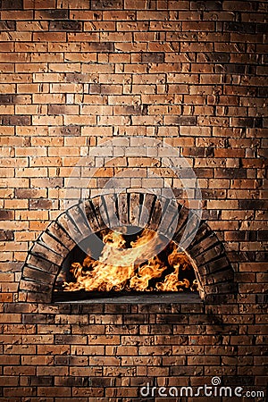 A traditional oven for cooking and baking pizza. Stock Photo