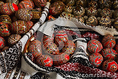 Traditional painted eggs for the orthodox Easter Stock Photo