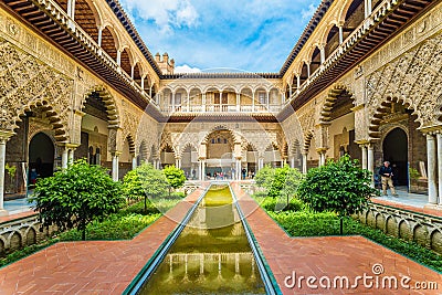 Traditional palace garden, Seville - Spain Editorial Stock Photo