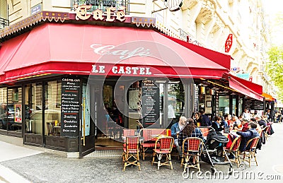 The traditional Parisian cafe Le Castel , France. Editorial Stock Photo