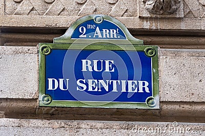 Traditional Parisian street sign with 