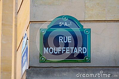 Traditional Parisian street sign with 