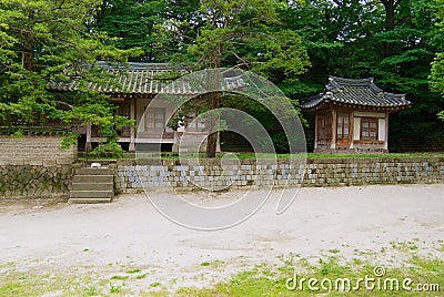 Traditional pavilions in Changdeokgung Palace within a large park in Jongno-gu in Seoul, Korea. Editorial Stock Photo