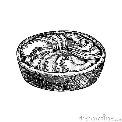 Traditional peaches pie sketch. Vector illustration of ink hand drawn fruit and berry baking. Homemade peach cake drawing. Sweet Cartoon Illustration
