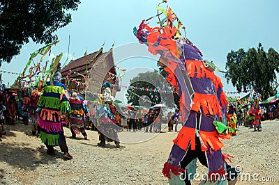 Traditional of Phi Khon Nam Festival in Thailand. Editorial Stock Photo