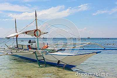 Traditional Philippine boat in the sea Stock Photo