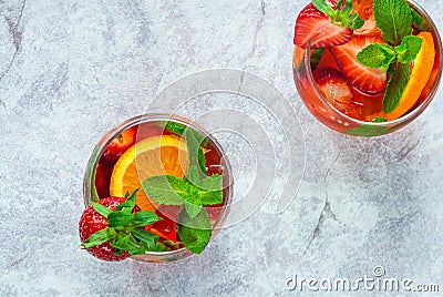 Traditional Pimms cocktail with lemonade Stock Photo