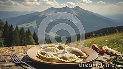 Polish Pierogi in the Scenic Tatra Mountains Stock Photo