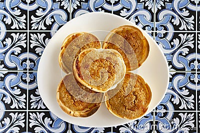 Traditional Portuguese pastry called Queijada de Sintra Stock Photo